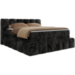 Łóżko kontynentalne - NIRA KING 200x200 - H3 - ciemnoszary, plusz