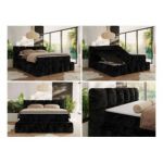 Łóżko kontynentalne - NIRA KING 120x200 - H3 - czarny, plusz