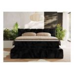 Łóżko kontynentalne - NIRA KING 140x200 - H3 - czarny, plusz