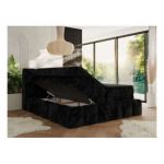Łóżko kontynentalne - NIRA KING 200x200 - H3 - czarny, plusz