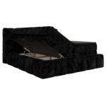 Łóżko kontynentalne - NIRA KING 140x200 - H4 - czarny, plusz