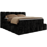 Łóżko kontynentalne - NIRA KING 160x200 - H4 - czarny, plusz