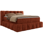 Łóżko kontynentalne - NIRA KING 200x200 - H4 - pomarańczowy, plusz