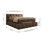 Łóżko kontynentalne - NIRA KING 140x200 - H3 - brązowy, welwet