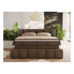 Łóżko kontynentalne - NIRA KING 180x200 - H3 - brązowy, welwet