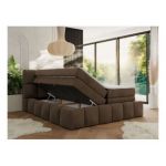 Łóżko kontynentalne - NIRA KING 200x200 - H3 - brązowy, welwet