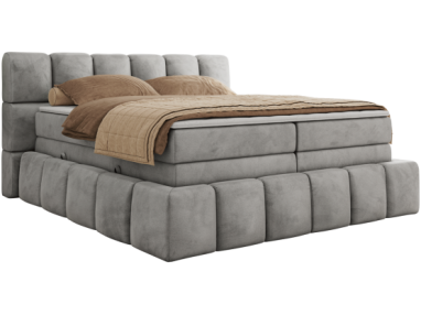 Łóżko kontynentalne - NIRA KING 120x200 - H3 - jasnoszary, welwet