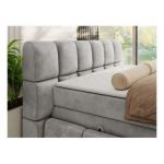 Łóżko kontynentalne - NIRA KING 120x200 - H3 - jasnoszary, welwet