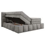 Łóżko kontynentalne - NIRA KING 120x200 - H3 - jasnoszary, welwet