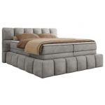Łóżko kontynentalne - NIRA KING 200x200 - H3 - jasnoszary, welwet