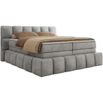 Łóżko kontynentalne - NIRA KING 180x200 - H4 - jasnoszary, welwet