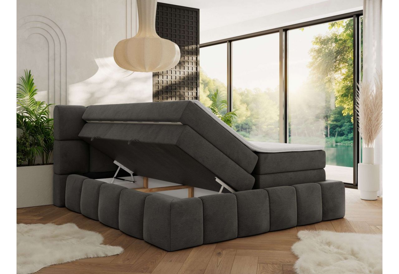 Łóżko kontynentalne - NIRA KING 140x200 - H3 - ciemnoszary, welwet