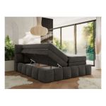 Łóżko kontynentalne - NIRA KING 140x200 - H3 - ciemnoszary, welwet