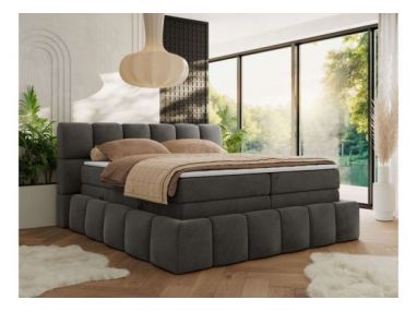 Łóżko kontynentalne - NIRA KING 180x200 - H3 - ciemnoszary, welwet