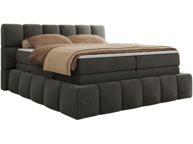 Łóżko kontynentalne - NIRA KING 140x200 - H4 - ciemnoszary, welwet