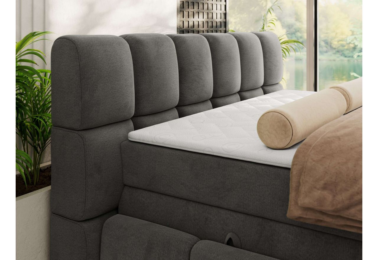 Łóżko kontynentalne - NIRA KING 180x200 - H4 - ciemnoszary, welwet