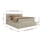 Łóżko kontynentalne - NIRA KING 160x200 - H3 - kremowy, struktura