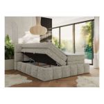 Łóżko kontynentalne - NIRA KING 160x200 - H3 - beżowy, struktura