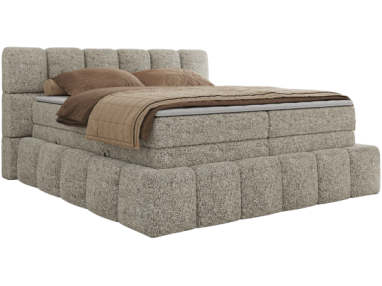 Łóżko kontynentalne - NIRA KING 200x200 - H3 - beżowy, struktura