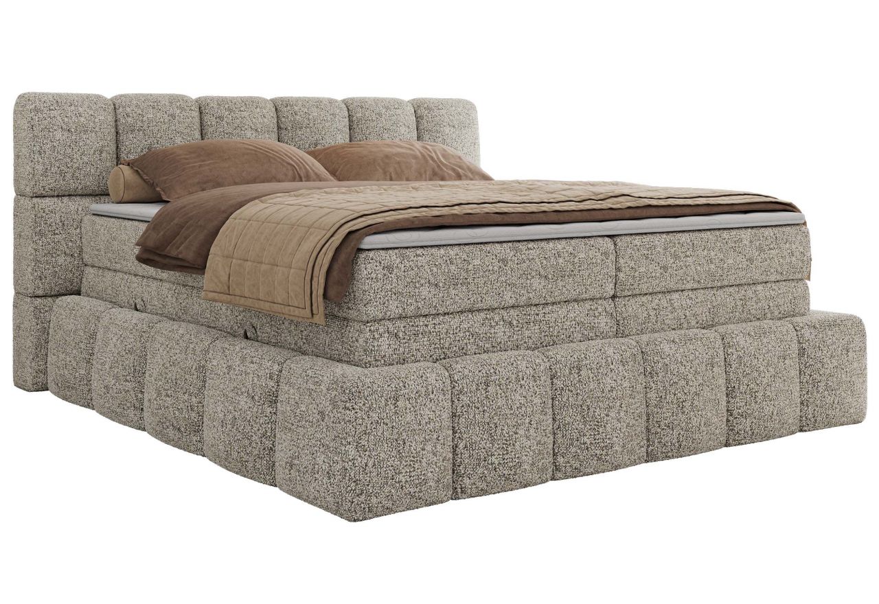 Łóżko kontynentalne - NIRA KING 120x200 - H4 - beżowy, struktura