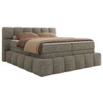 Łóżko kontynentalne - NIRA KING 180x200 - H3 - szary, struktura