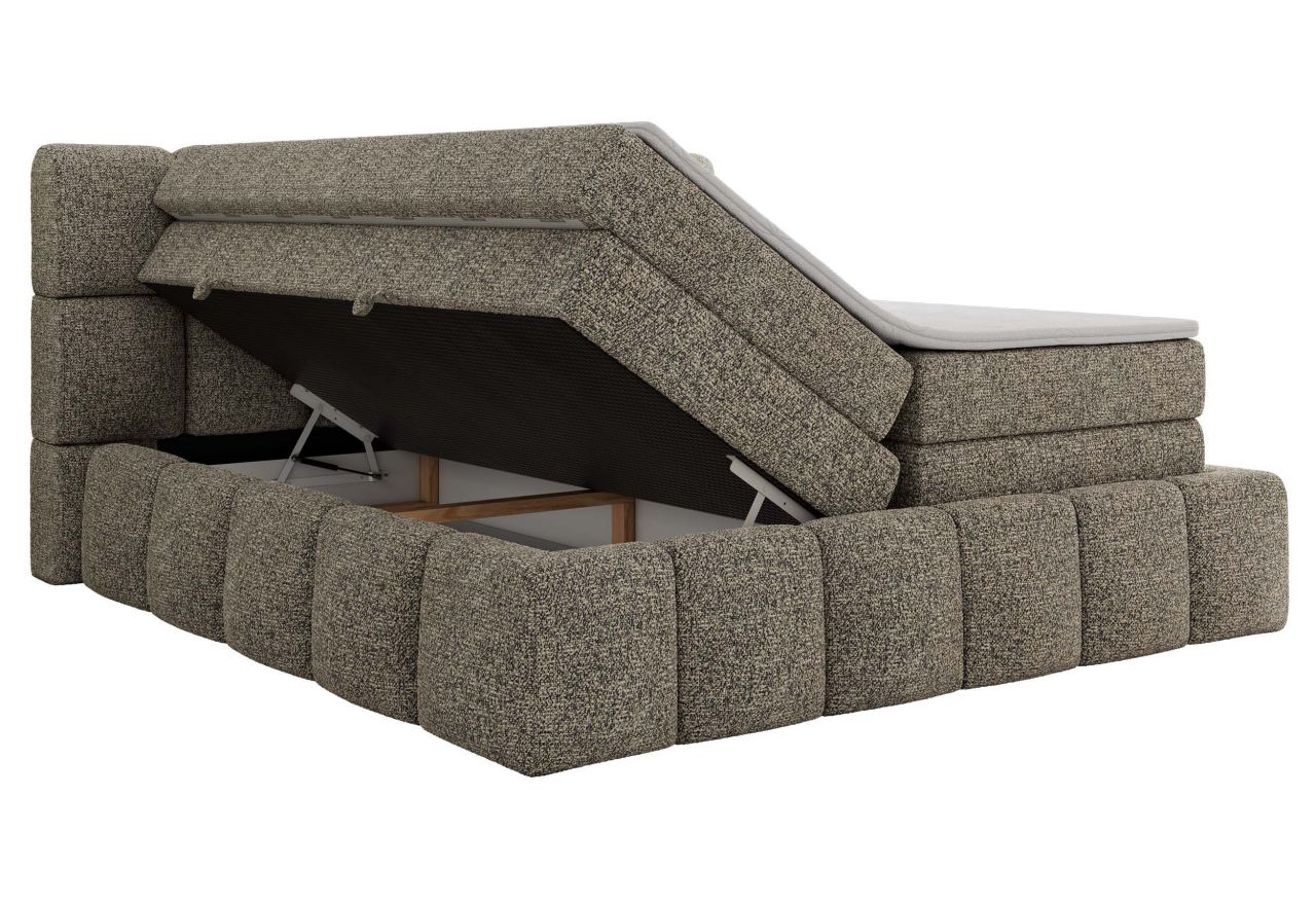 Łóżko kontynentalne - NIRA KING 180x200 - H3 - szary, struktura