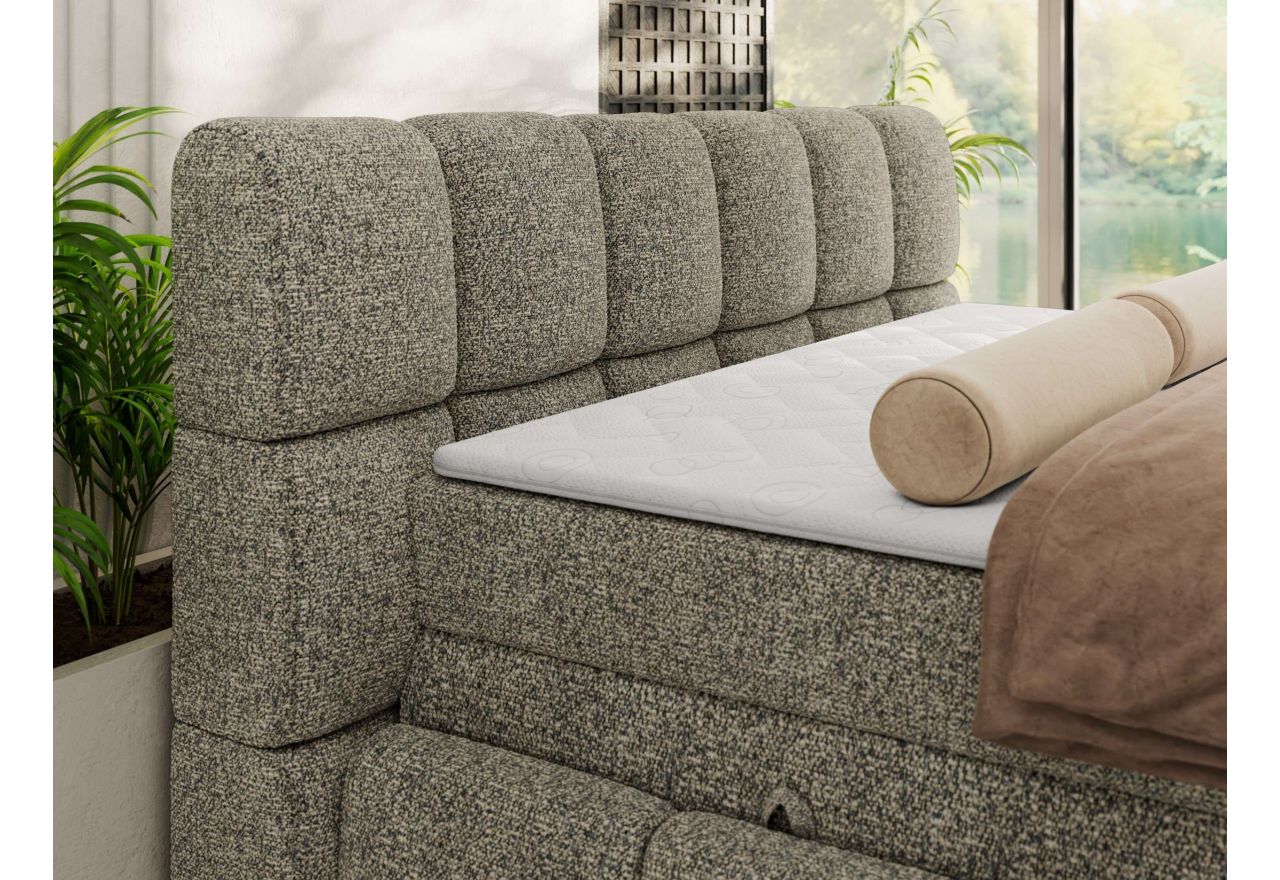 Łóżko kontynentalne - NIRA KING 140x200 - H4 - szary, struktura