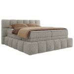 Łóżko kontynentalne - NIRA KING 160x200 - H3 - jasnoszary, struktura