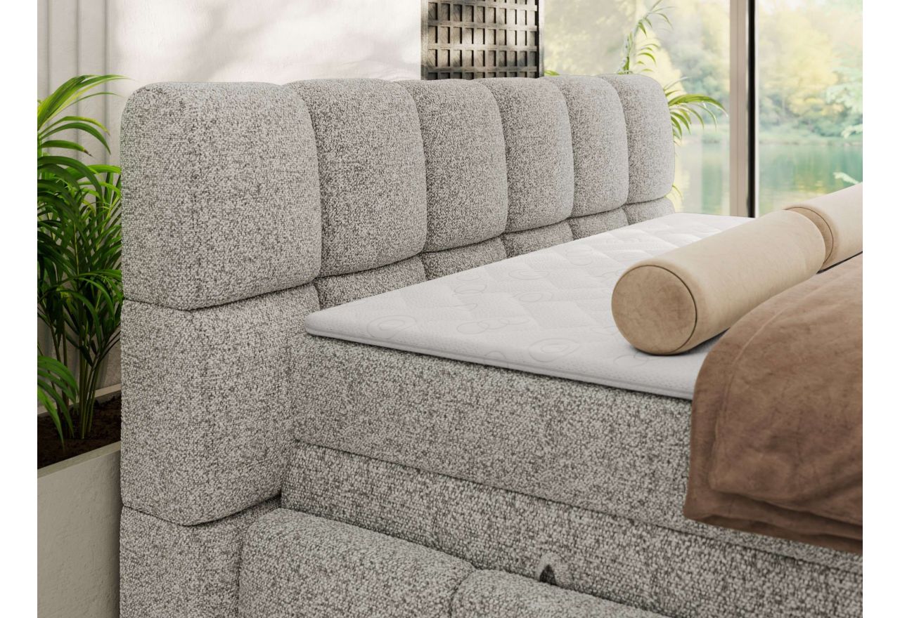 Łóżko kontynentalne - NIRA KING 180x200 - H3 - jasnoszary, struktura