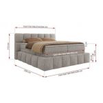 Łóżko kontynentalne - NIRA KING 200x200 - H3 - jasnoszary, struktura