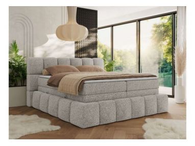 Łóżko kontynentalne - NIRA KING 180x200 - H4 - jasnoszary, struktura