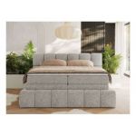 Łóżko kontynentalne - NIRA KING 200x200 - H4 - jasnoszary, struktura