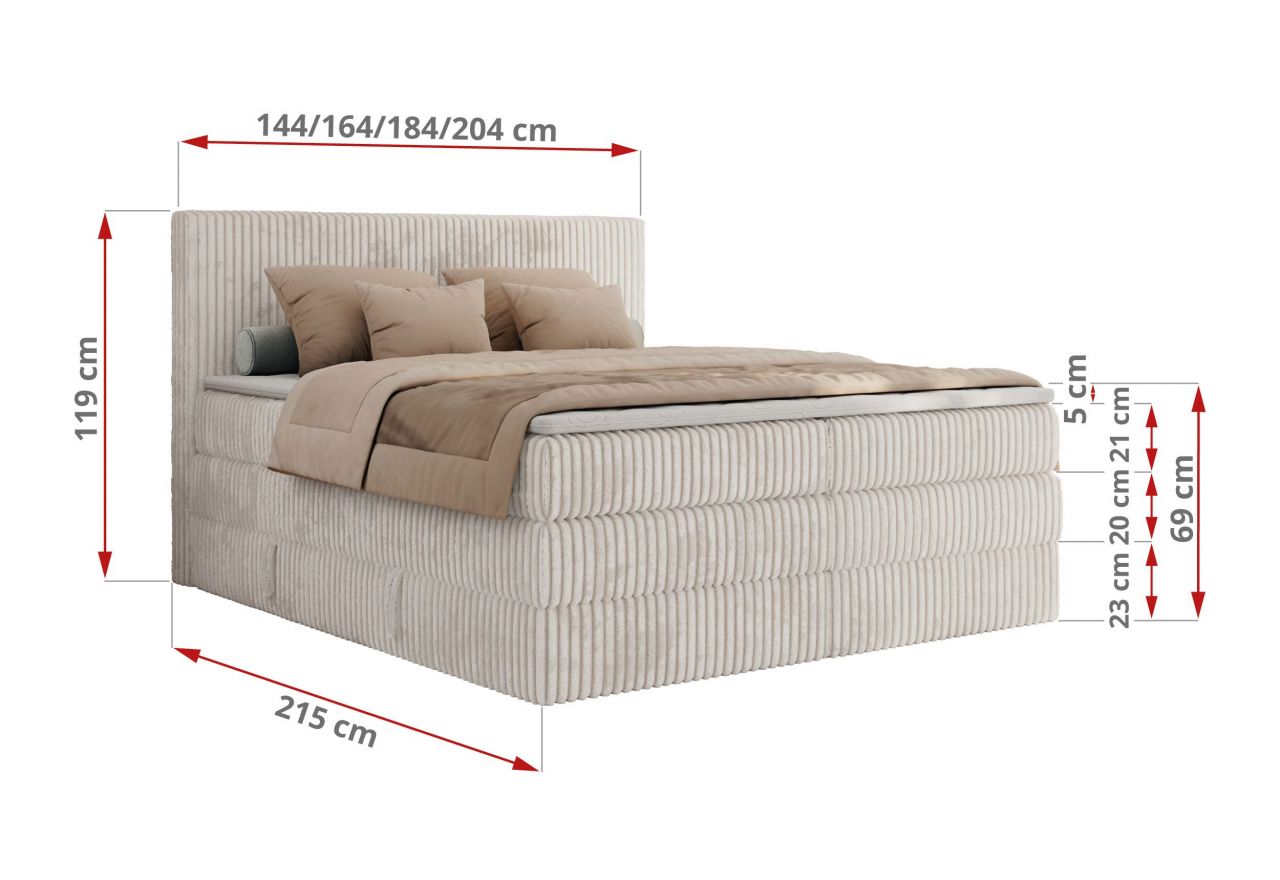 Łóżko kontynentalne TILIANO KING 200x200 - Tilia 01 - beżowy - OUTLETU