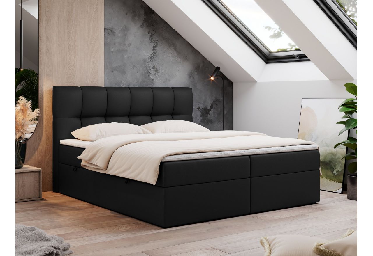 Łóżko kontynentalne RICO 160x200 - Soft 11 - czarna ekoskóra - OUTLETU
