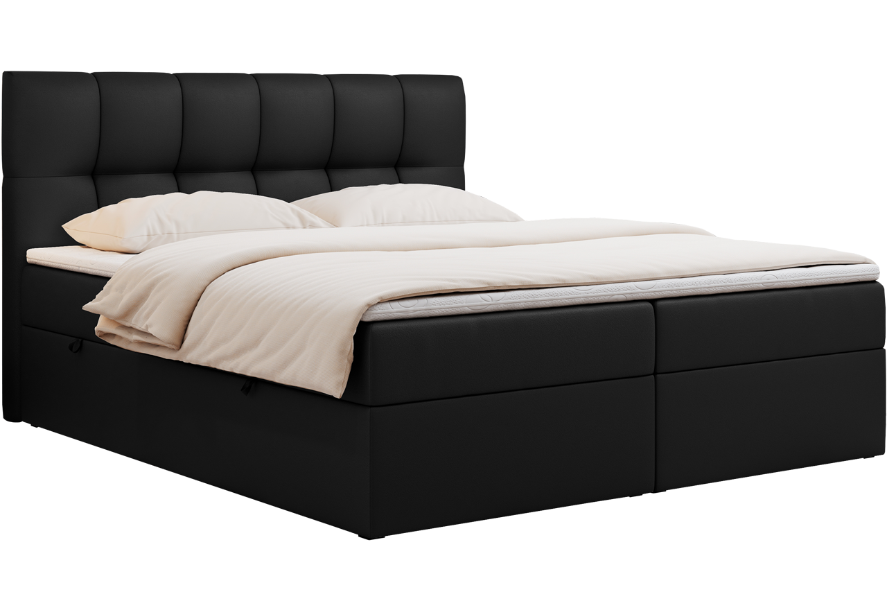 Łóżko kontynentalne RICO 160x200 - Soft 11 - czarna ekoskóra - OUTLETU