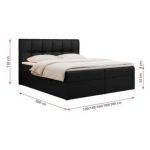 Łóżko kontynentalne RICO 160x200 - Soft 11 - czarna ekoskóra - OUTLETU