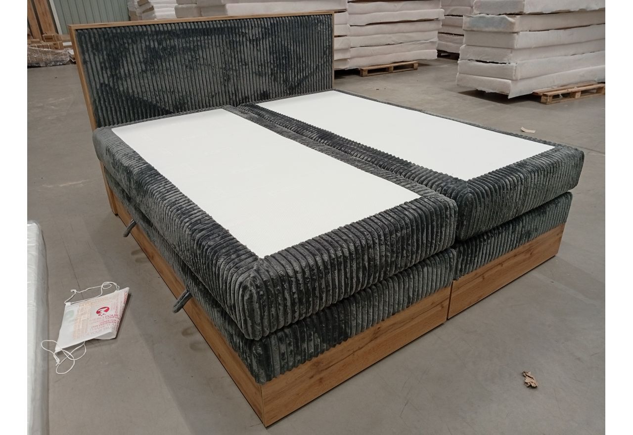 Łóżko kontynentalne WOOD CLASSIC KING 180x200 - Tilia 90 - szary - OUTLETU