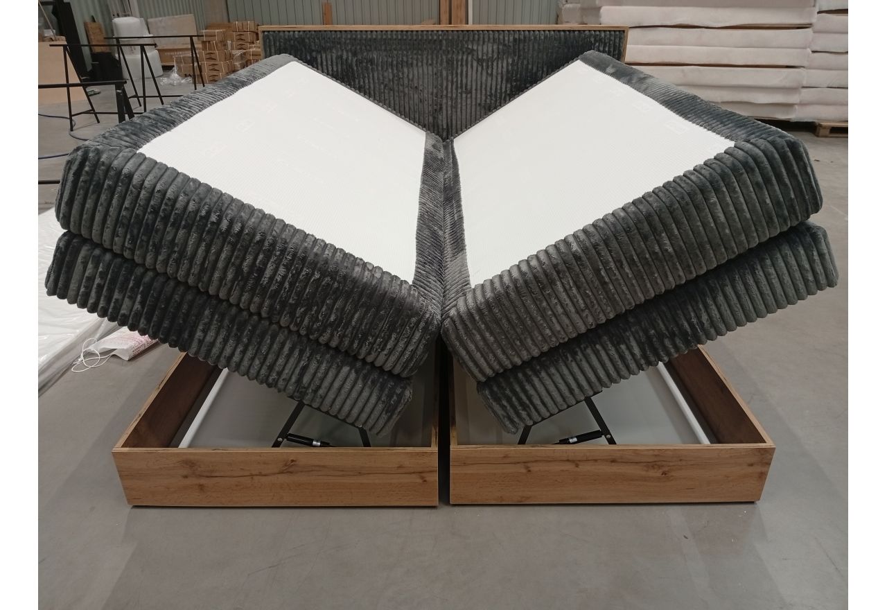 Łóżko kontynentalne WOOD CLASSIC KING 180x200 - Tilia 90 - szary - OUTLETU