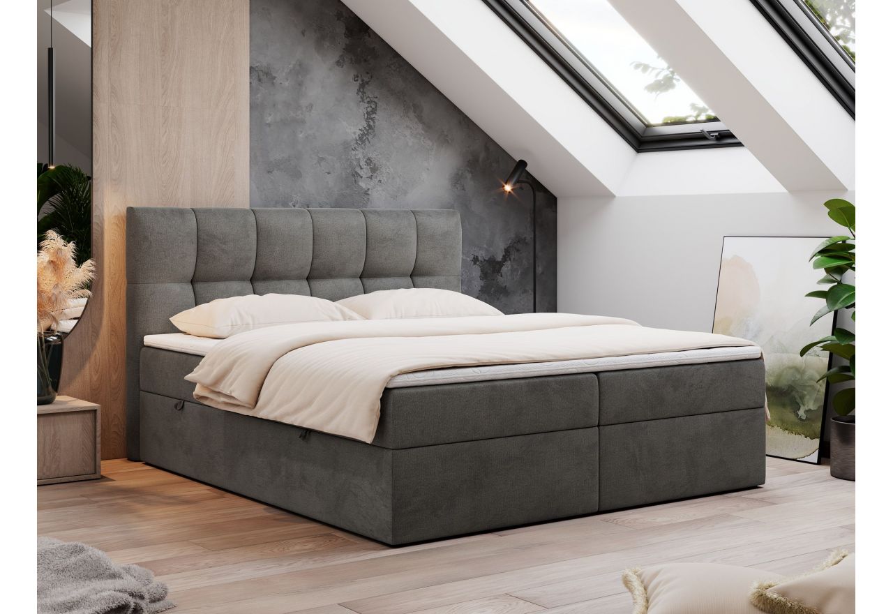 Łóżko kontynentalne RICO 180x200 - Monolith 92 - ciemny szary - OUTLETU