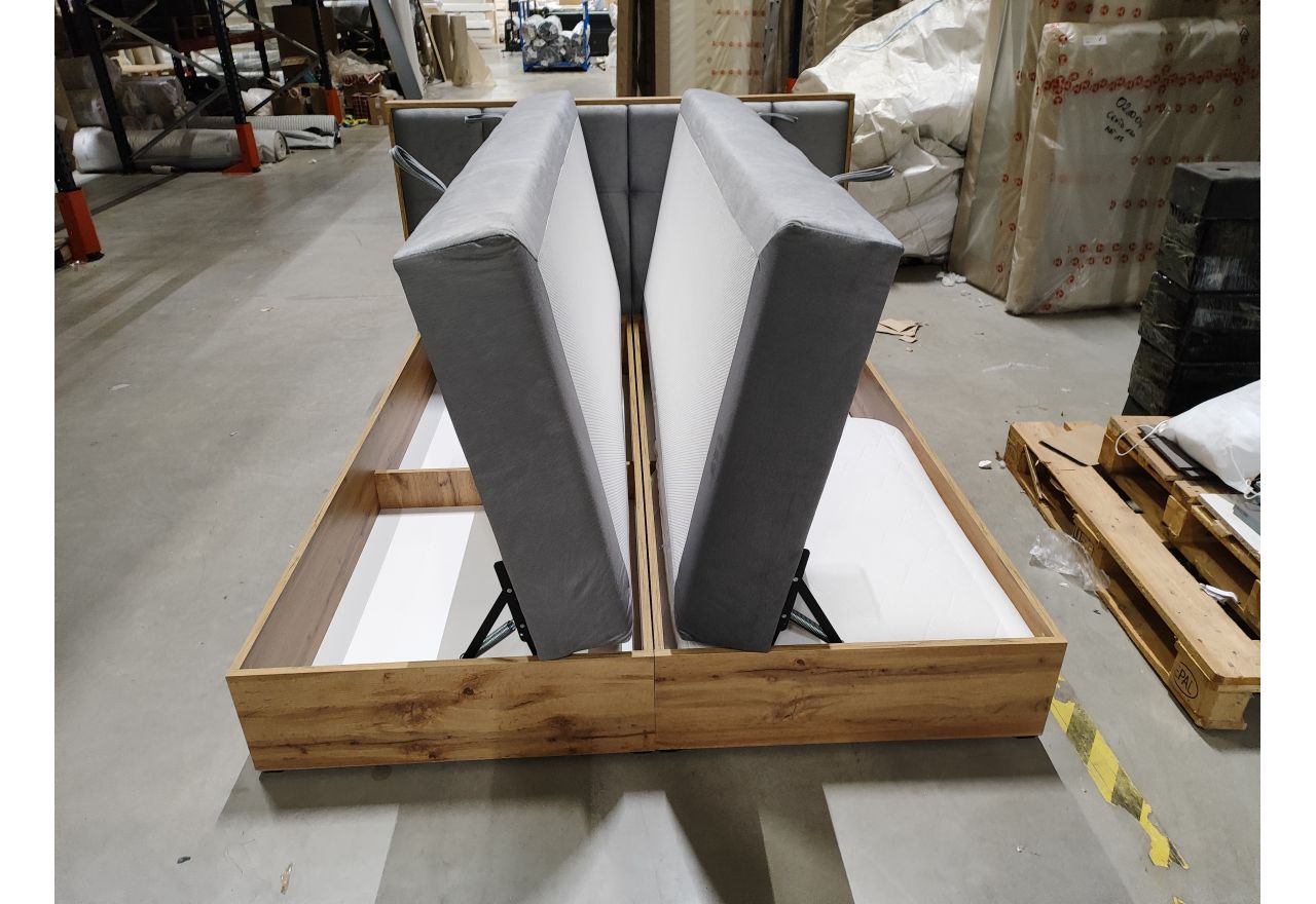 Łóżko kontynentalne ALBERO 1 160x200 - Monolith 84 - jasny szary - OUTLETU