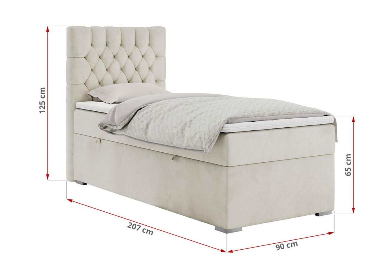 Łóżko kontynentalne PERA 90x200 - Monolith 02 - beżowy - OUTLET