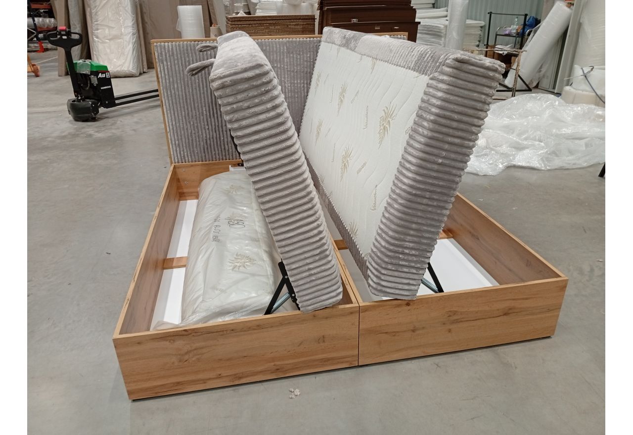 Łóżko kontynentalne WOOD CLASSIC 180x200 - Tilia 86 - jasny szary - OUTLETU