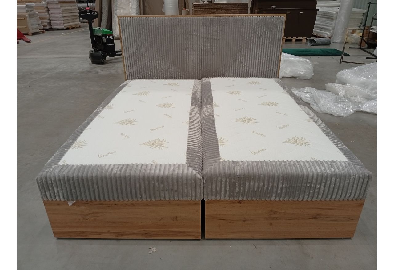 Łóżko kontynentalne WOOD CLASSIC 180x200 - Tilia 86 - jasny szary - OUTLETU