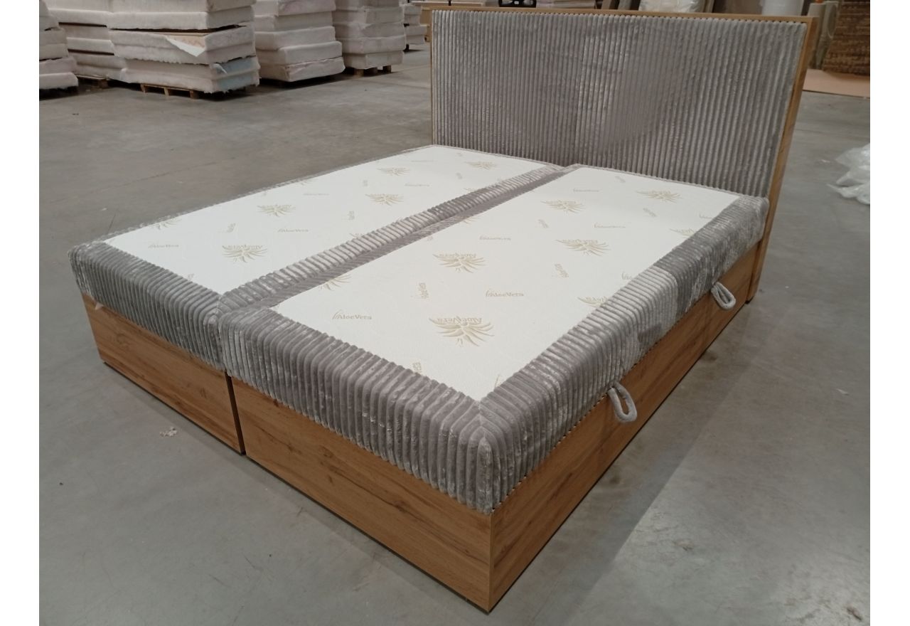 Łóżko kontynentalne WOOD CLASSIC 180x200 - Tilia 86 - jasny szary - OUTLETU