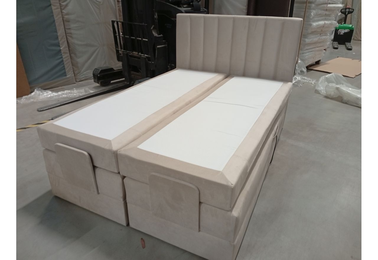 Łóżko kontynentalne, sterowane elektrycznie - COMFORTO 140x200 - Monolith 02 - beżowy - OUTLETU