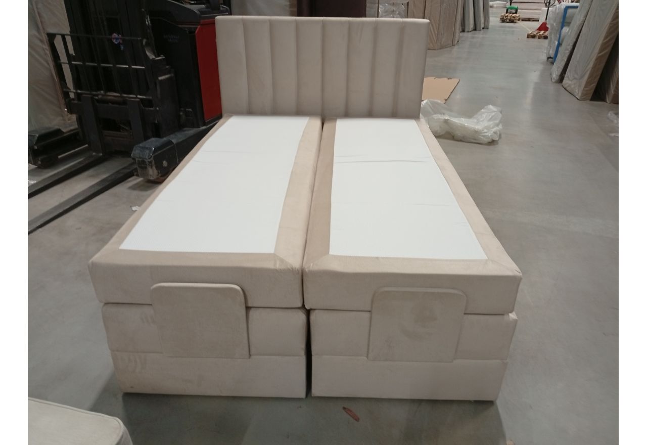 Łóżko kontynentalne, sterowane elektrycznie - COMFORTO 140x200 - Monolith 02 - beżowy - OUTLETU