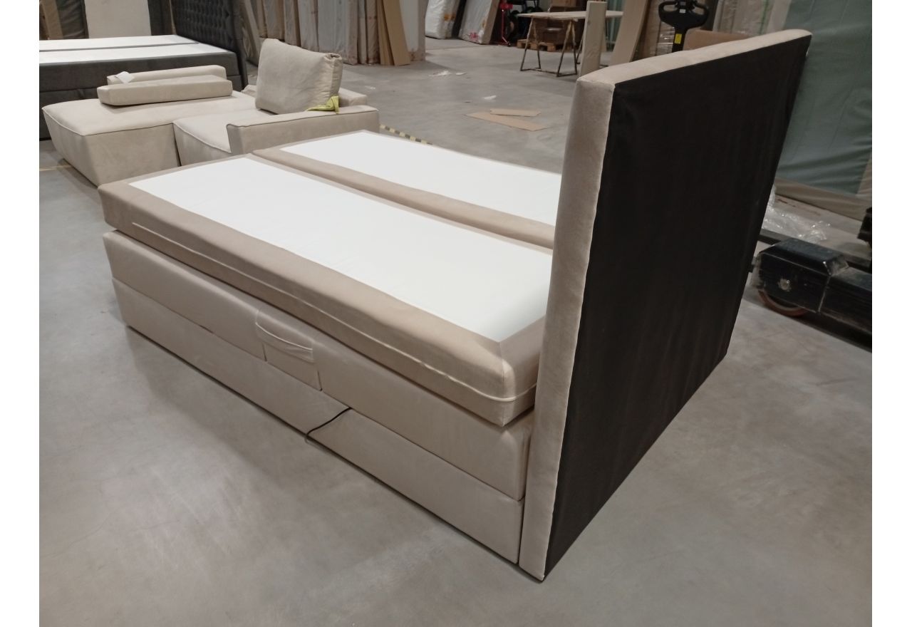 Łóżko kontynentalne, sterowane elektrycznie - COMFORTO 140x200 - Monolith 02 - beżowy - OUTLETU