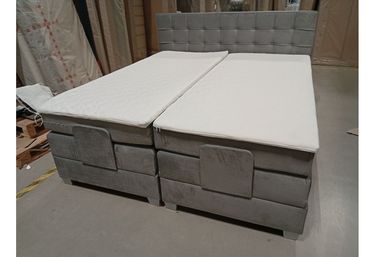 Łóżko kontynentalne, elektrycznie sterowane z pilota - ELECTRO 180x200 - Monolith 84 - jasny szary - OUTLETU