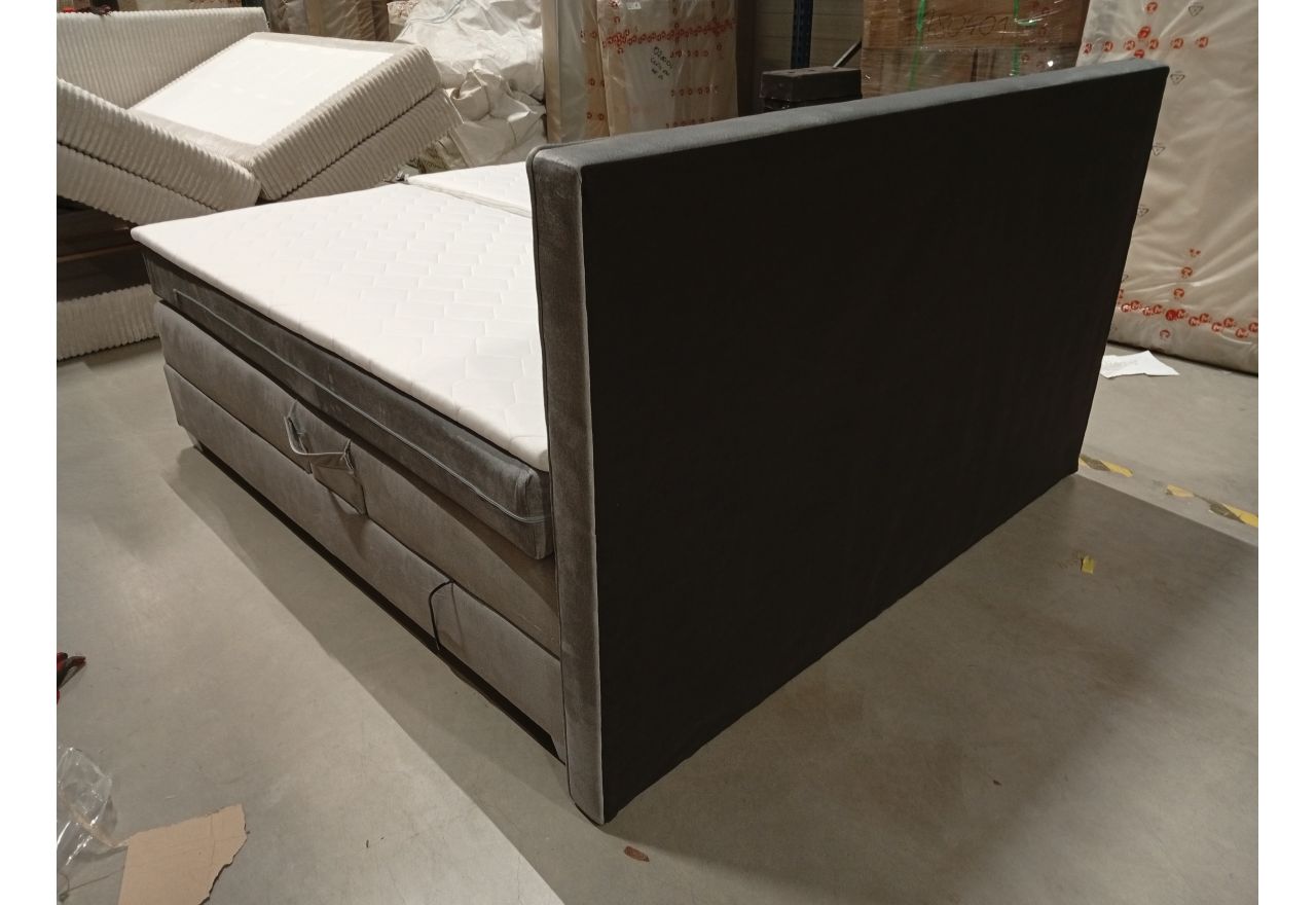 Łóżko kontynentalne, elektrycznie sterowane z pilota - ELECTRO 180x200 - Monolith 84 - jasny szary - OUTLETU