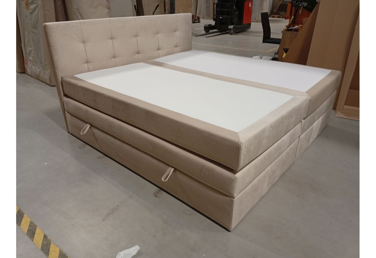 Łóżko kontynentalne LUKA KING 200x200 - Monolith 02 - beżowy - OUTLETU